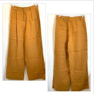 Everlane Way High Linen Drape Pant Trousers Caramel size 10